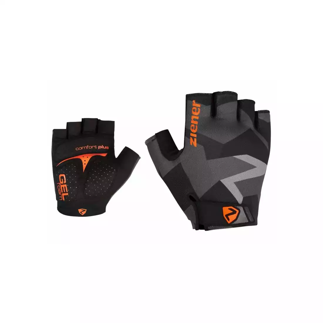 ZIENER CYD BLACK mănuși de ciclism, negru și portocaliu