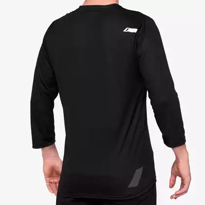 100% AIRMATIC 3/4 Sleeve tricou de ciclism masculin, black 