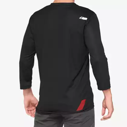100% AIRMATIC 3/4 Sleeve tricou de ciclism masculin, black red