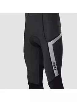 FDX 4030 Morvo Pantaloni de bărbați calzi pentru ciclism cu bretele, odblask, czarne 