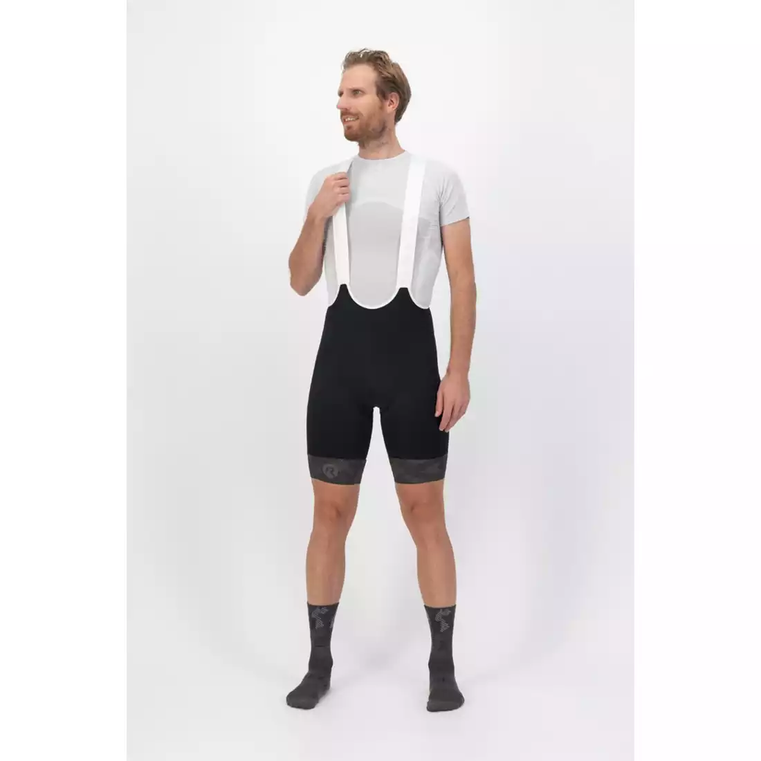 ROGELLI CAMO Pantaloni scurți de ciclism pentru bărbați cu bretele, negru și kaki