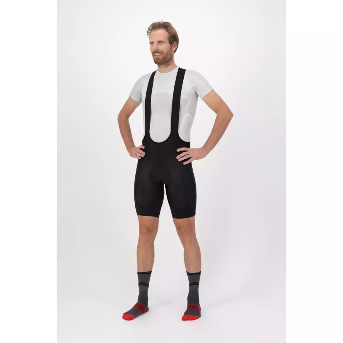 ROGELLI ESSENTIAL Pantaloni scurți de ciclism pentru bărbați cu bretele, negri