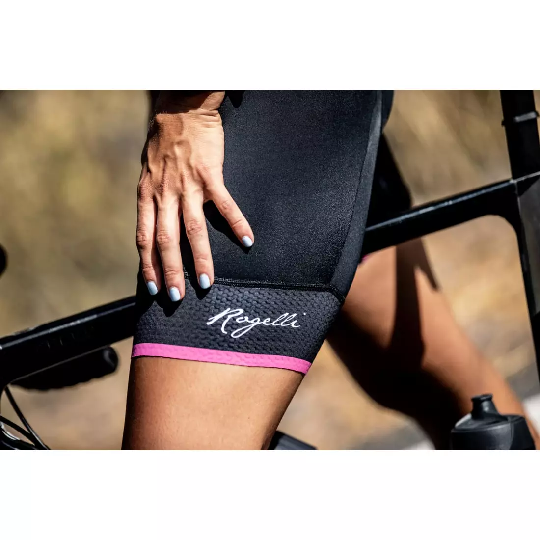 ROGELLI SELECT II Pantaloni scurti de ciclism dama cu bretele, negru si roz