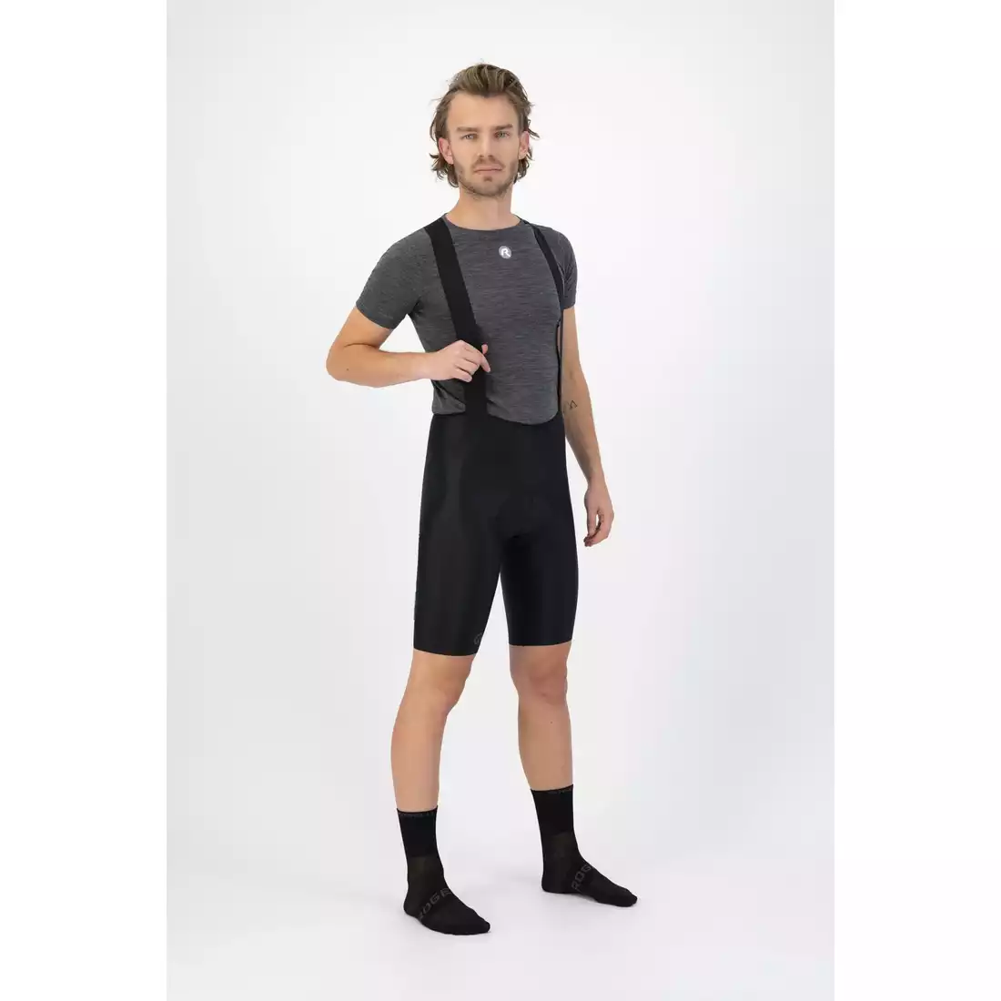 Rogelli DISTANCE pantaloni scurți de ciclism pentru bărbați cu bretele, negru