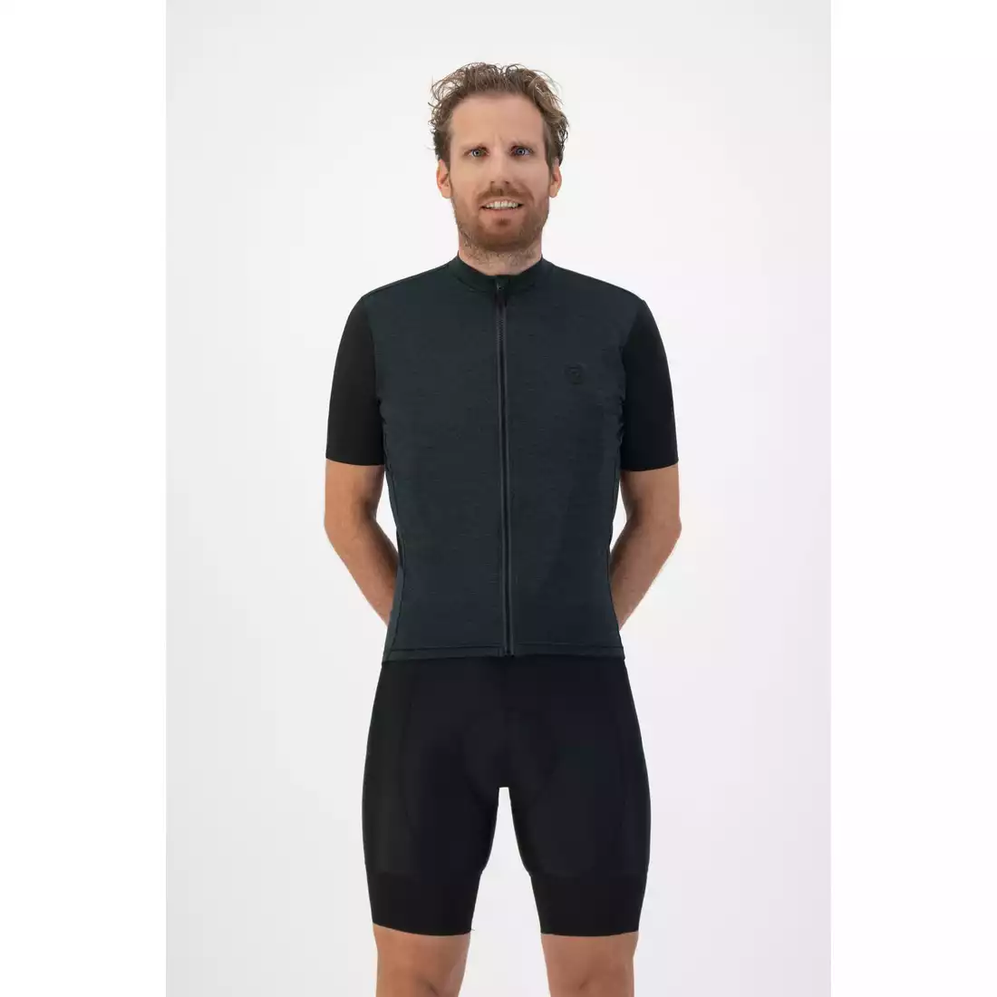 Rogelli MELANGE tricou de ciclism masculin, gri-negru