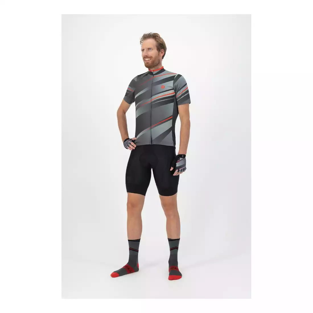 ROGELLI BUZZ Tricou de ciclism pentru bărbați, gri și roșu
