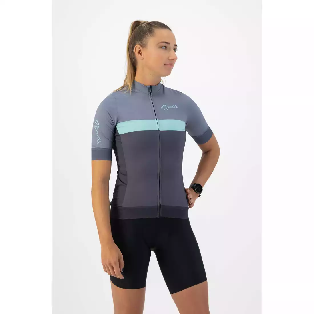 ROGELLI PRIME Tricou de ciclism pentru femei, gri si albastru