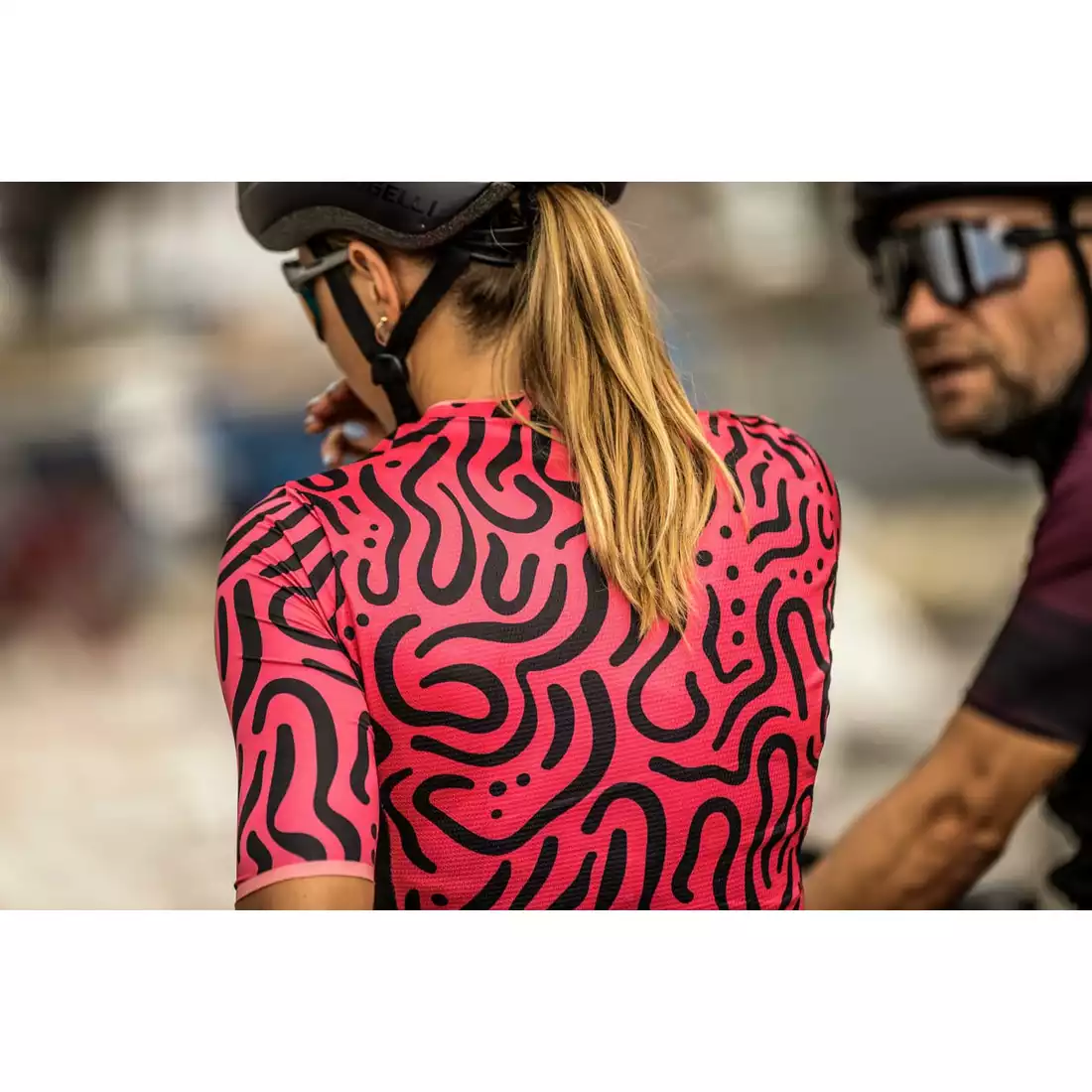 Rogelli ABSTRACT tricou de ciclism pentru femei, roz și negru