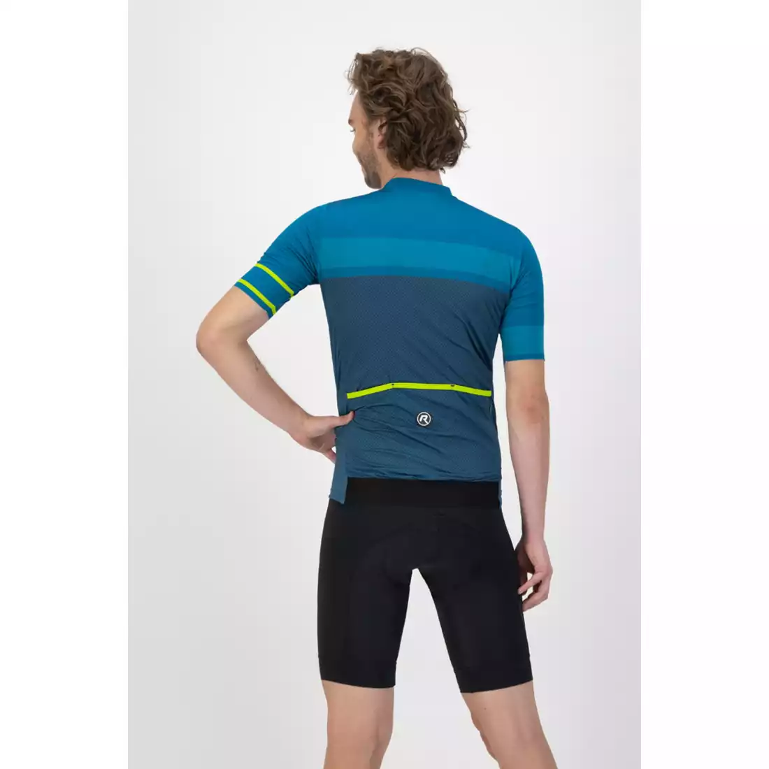Rogelli BLOCK tricou de ciclism masculin, albastru-galben