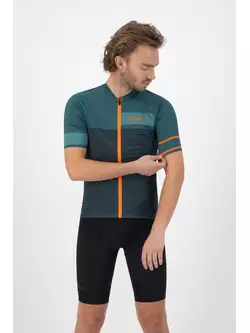 Rogelli BLOCK tricou de ciclism masculin, verde-portocaliu