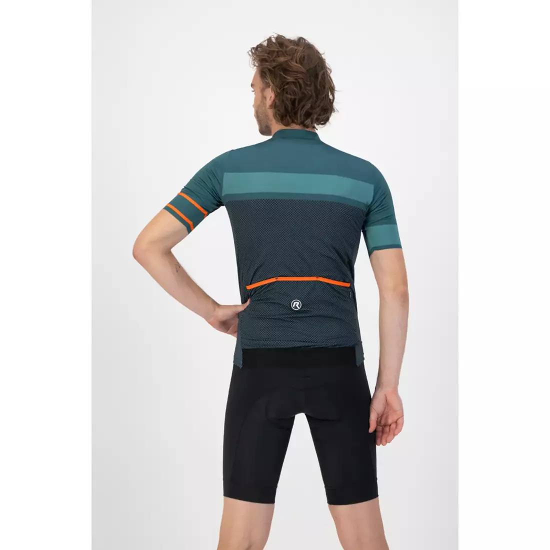 Rogelli BLOCK tricou de ciclism masculin, verde-portocaliu