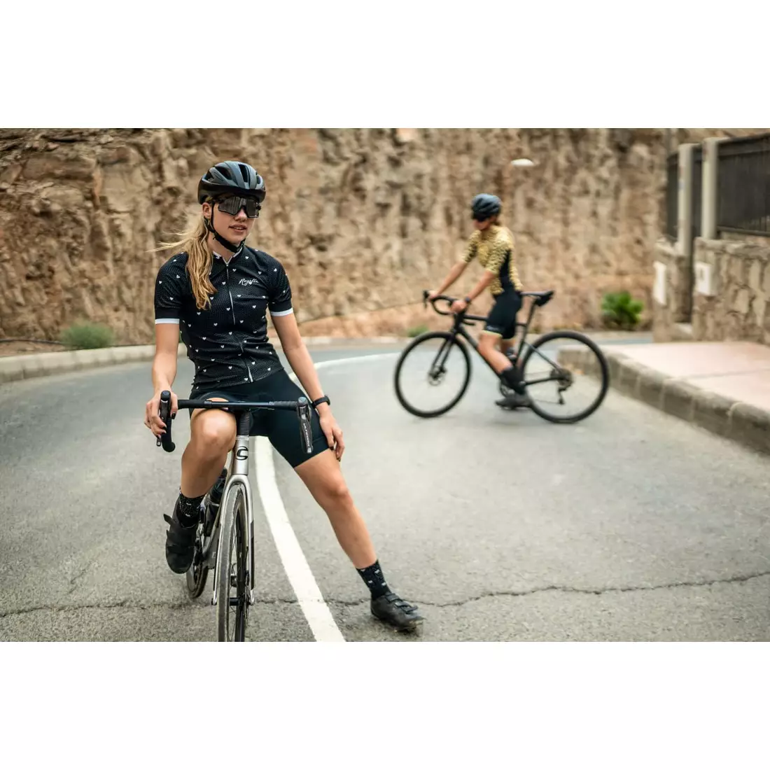 Rogelli HEARTS tricou de ciclism pentru femei, alb-negru