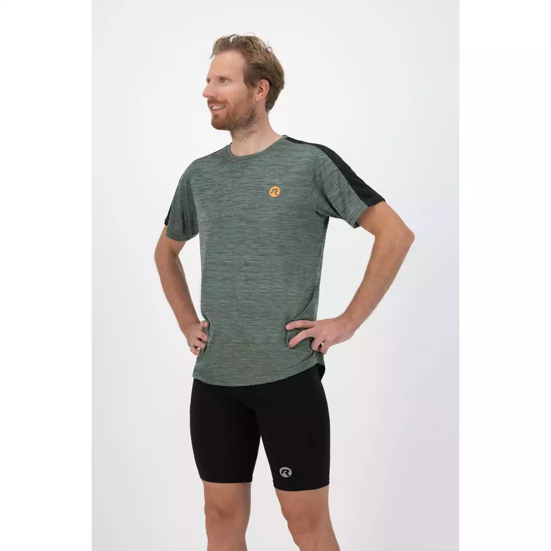 Rogelli JAKE tricou de alergare pentru bărbați, kaki-portocaliu