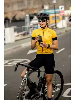 Rogelli MODESTA tricou de ciclism pentru femei, galben-negru