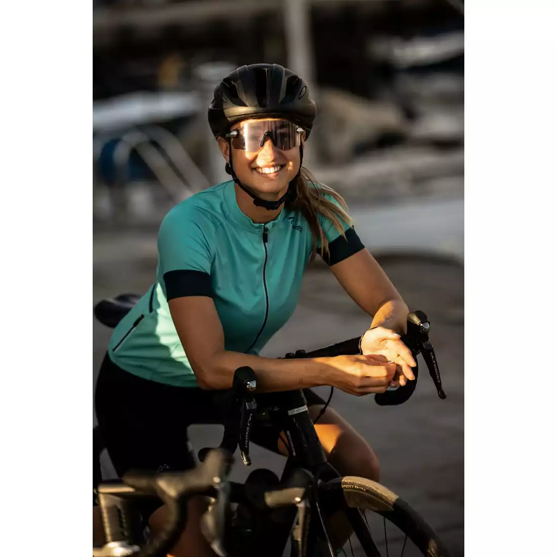 Rogelli MODESTA tricou de ciclism pentru femei, turcoaz-negru