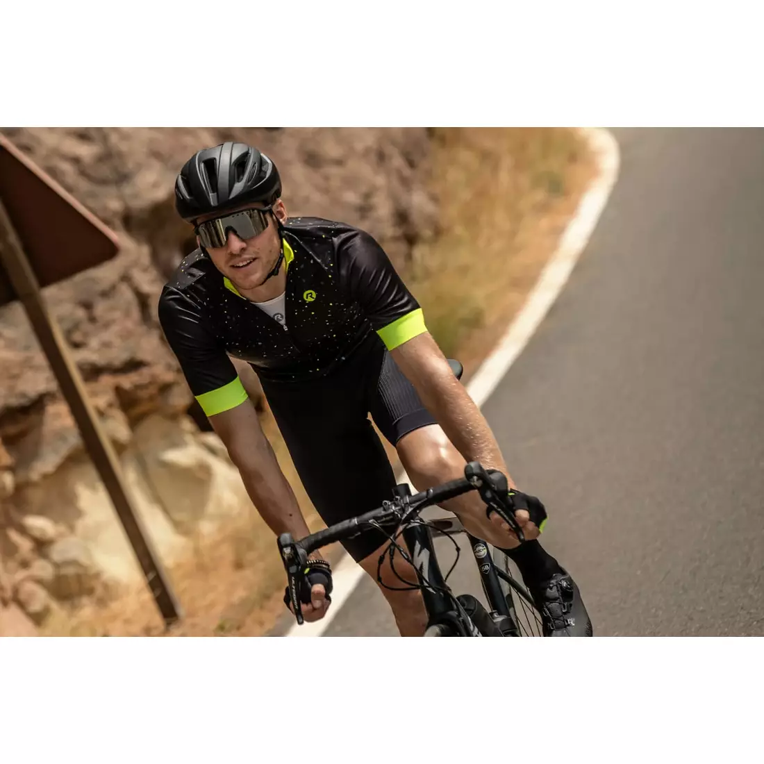 Rogelli TERRAZZO tricou de ciclism masculin, negru și galben