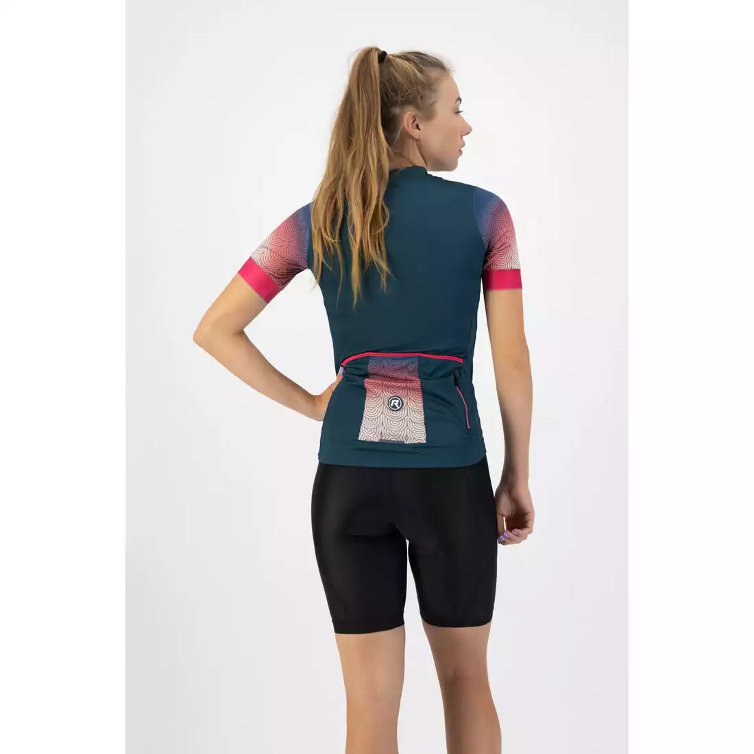 Rogelli WAVES tricou de ciclism pentru femei, bleumarin și roz