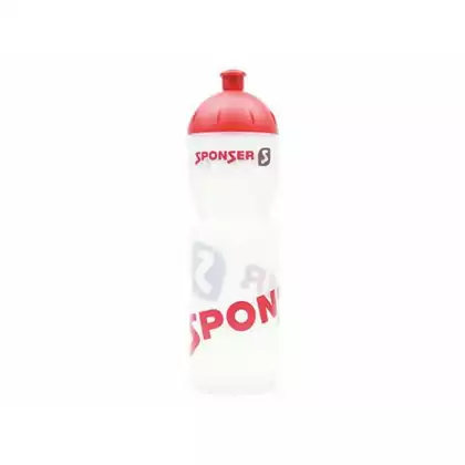 SPONSER NETTO sticla de apa pentru bicicleta 750 ml, transparent alb/rosu