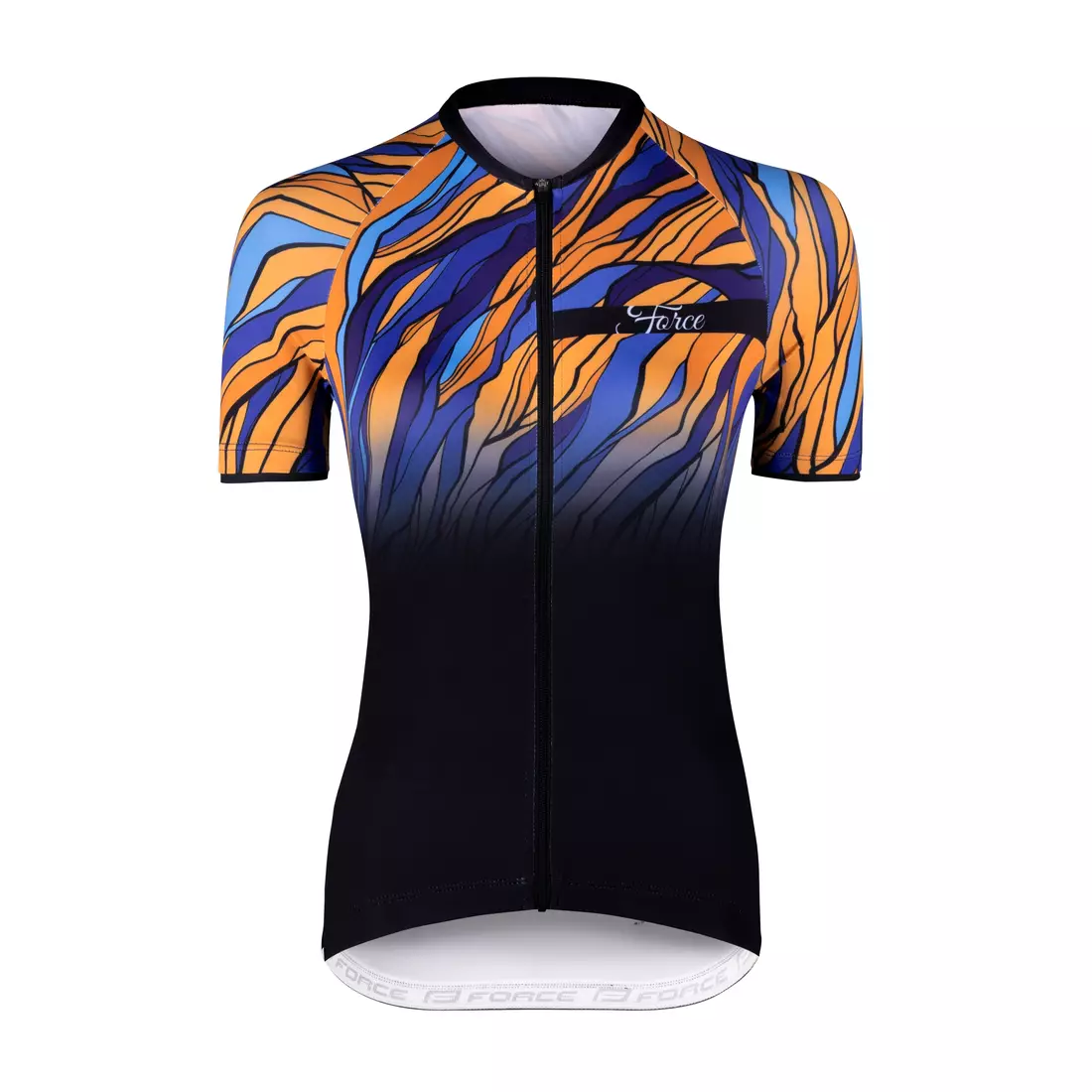 FORCE LIFE LADY tricou de ciclism pentru femei, negru, albastru si portocaliu