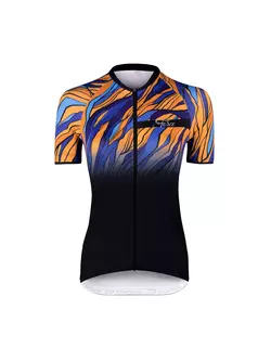 FORCE LIFE LADY tricou de ciclism pentru femei, negru, albastru si portocaliu