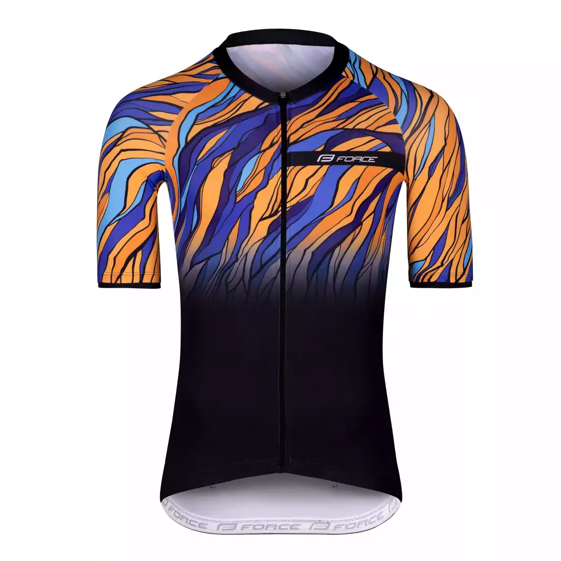 FORCE LIFE Tricou de ciclism barbatesc, negru, albastru si portocaliu