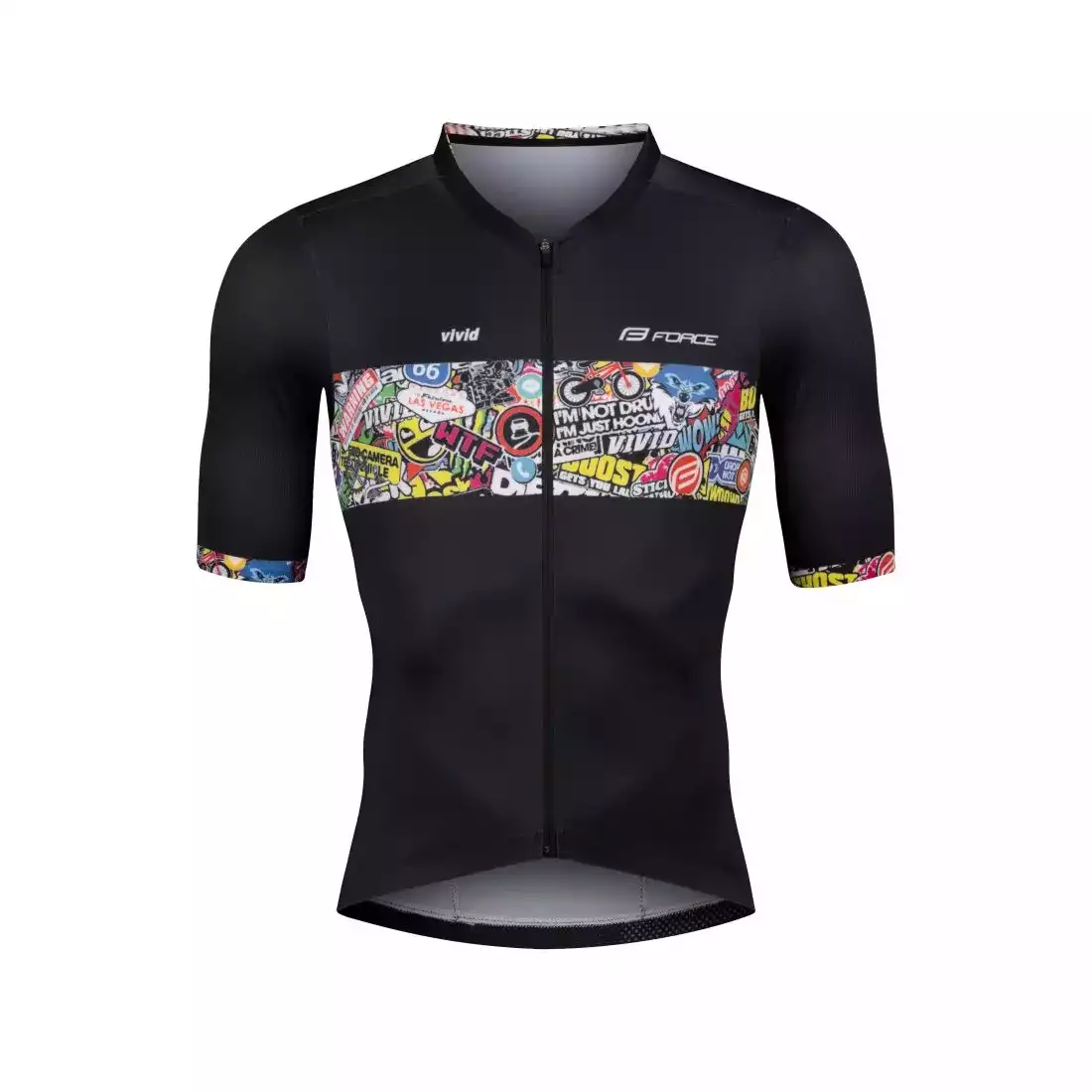 FORCE VIVID tricou de bicicletă, negru-comic