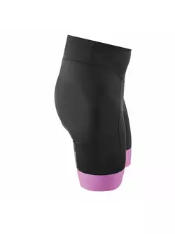 KAYMAQ Pantaloni scurți de ciclism pentru femei fără bretele, negru-violet KQSII-2003