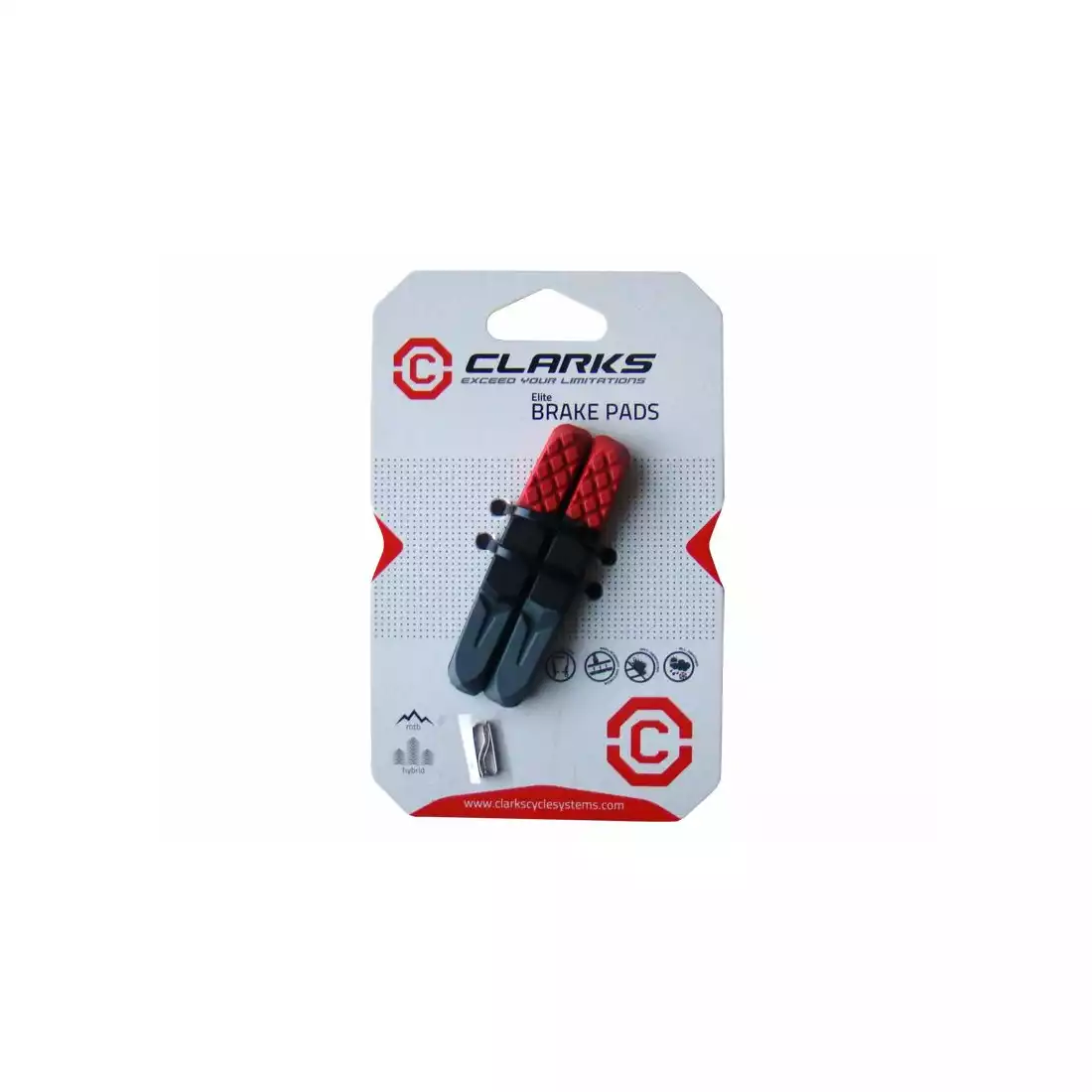 CLARKS CPS501 Garnituri de frana pentru frane MTB V-Brake, roșu-negru-gri