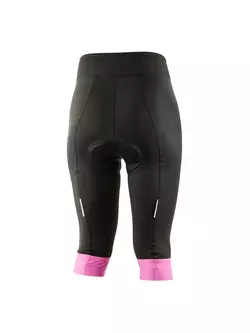 KAYMAQ DESIGN Pantaloni scurți de ciclism pentru femei fără bretele, 3/4 negru-roz KQSII-3003 