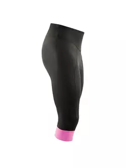 KAYMAQ DESIGN Pantaloni scurți de ciclism pentru femei fără bretele, 3/4 negru-roz KQSII-3003 