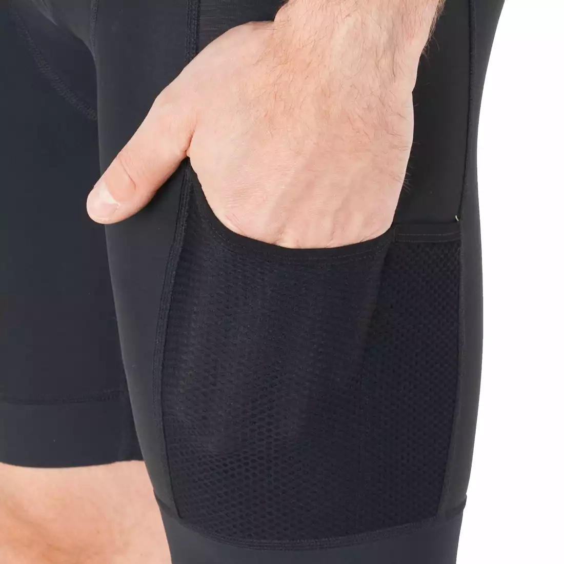 KAYMAQ ELBIBM601 pantaloni scurți de ciclism pentru bărbați cu bretele, negru