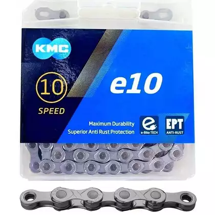 KMC E10 EPT Lanț de bicicletă 10 viteze, 136 de zale, E-bike, argintiu