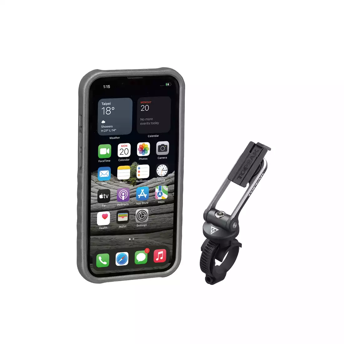 TOPEAK RIDECASE Husa + suport biciclete pentru telefon Iphone 13 Pro, negru/gri
