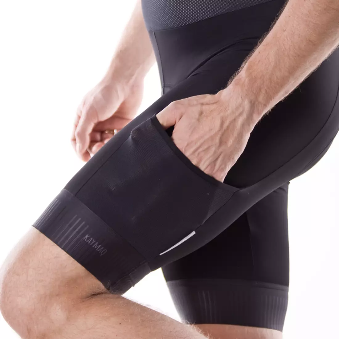 KAYMAQ KYB-0014 pantaloni scurți de ciclism pentru bărbați cu bretele, negru