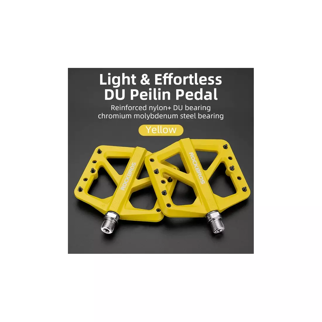 Rockbros pedale de platformă nailon fluor galben M906-Y
