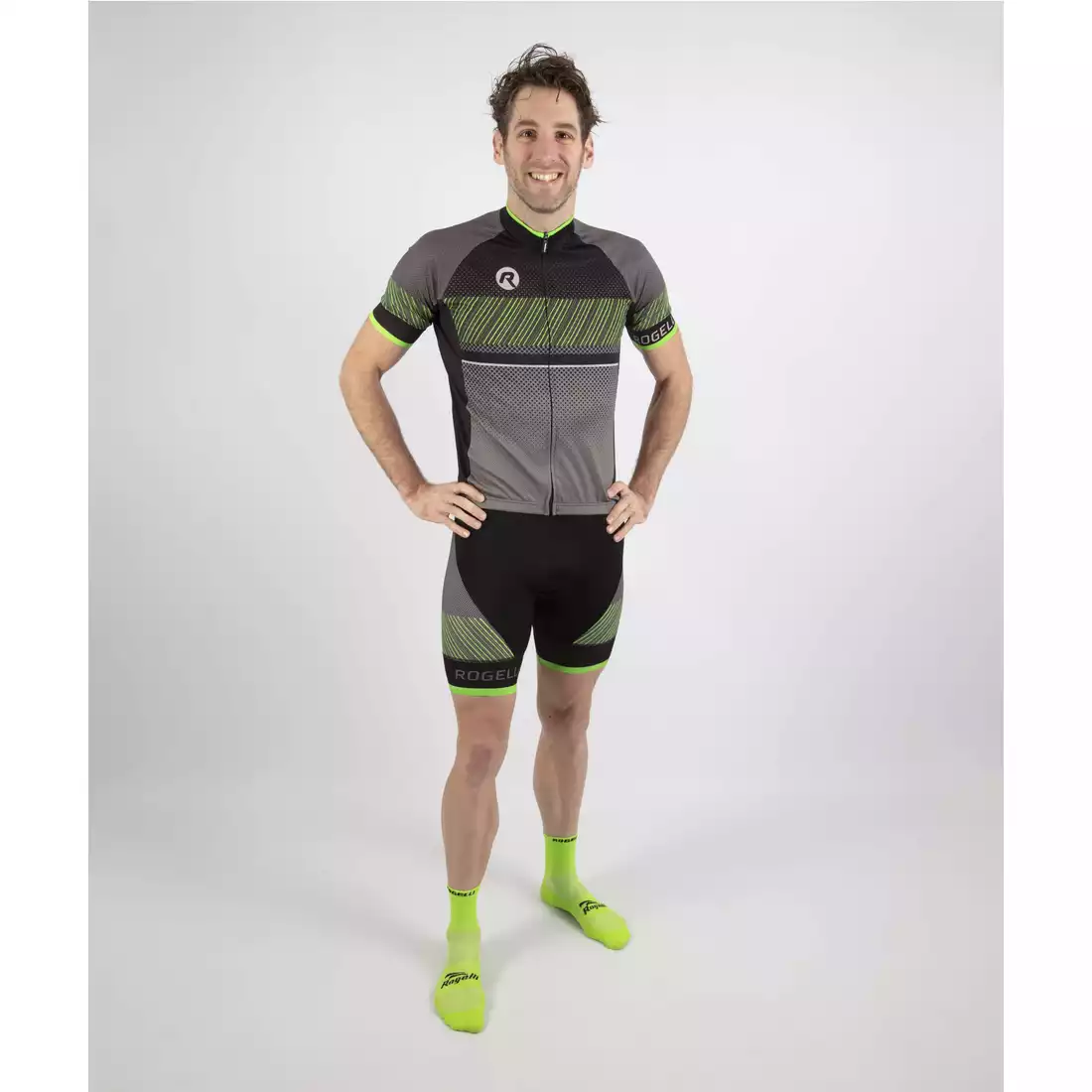 Rogelli RITMO pantaloni scurți de ciclism pentru bărbați, negru și verde