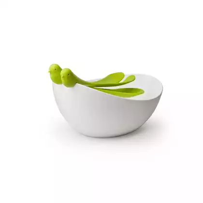 QUALY bol cu linguri de salata, alb și verde