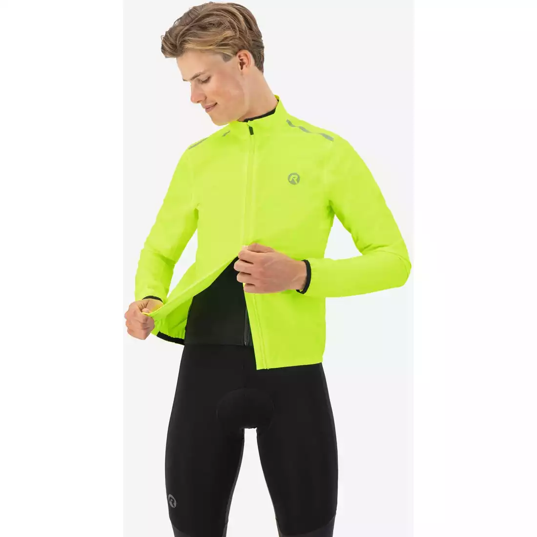Rogelli DISTANCE jachetă de ploaie pentru ciclism pentru bărbați, fluor