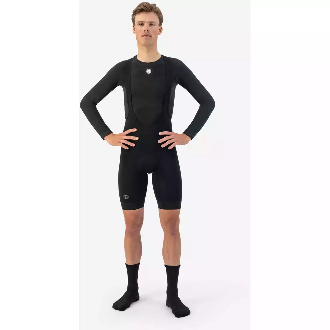 Rogelli THERMAL DWR pantaloni scurți de ciclism pentru bărbați cu bretele, cald, negru