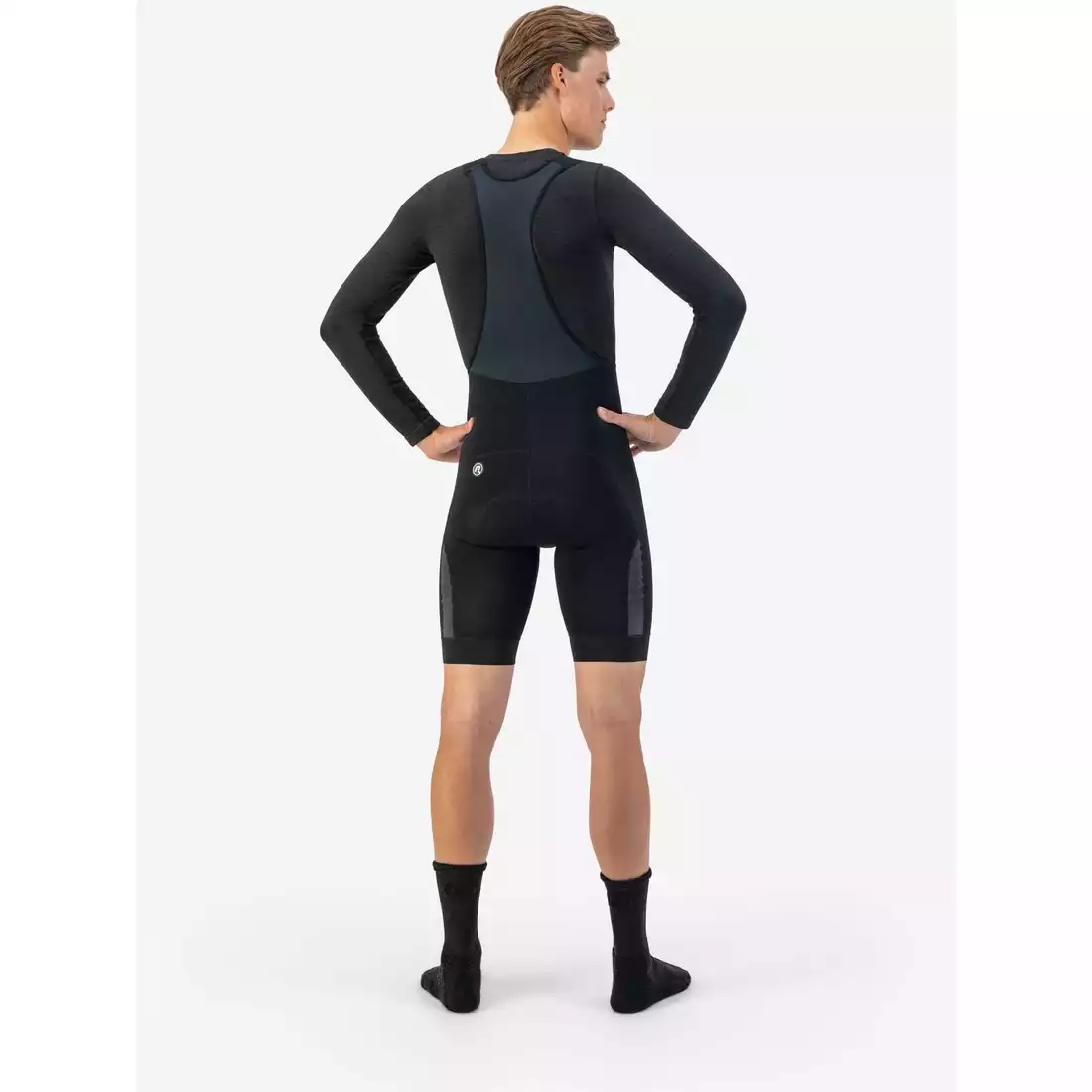 Rogelli THERMAL DWR pantaloni scurți de ciclism pentru bărbați cu bretele, cald, negru