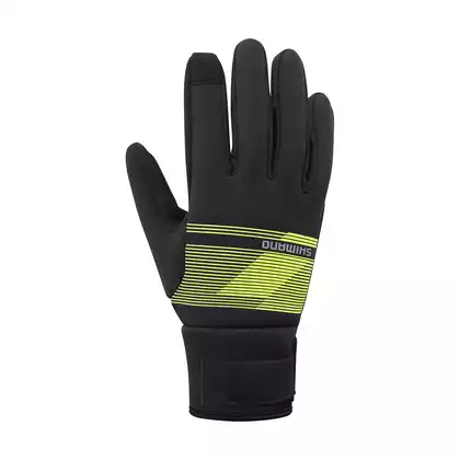 SHIMANO mănuși de ciclism de iarnă Windbreak Thermal ECWGLBWUS32MY0704 negru-galben fluor