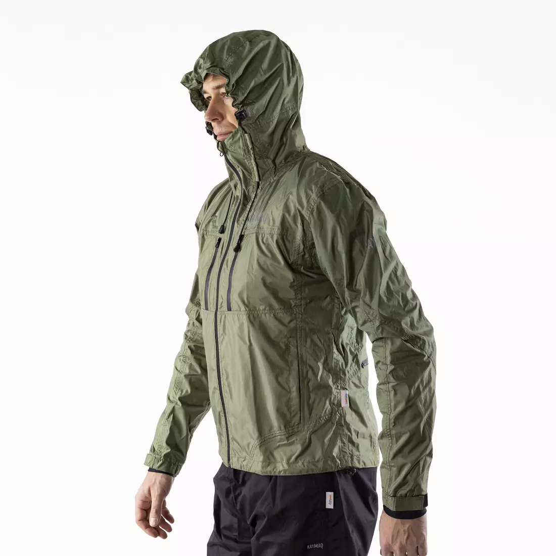 KAYMAQ J2MH jachetă de ciclism de ploaie pentru bărbați cu gluga, măsline