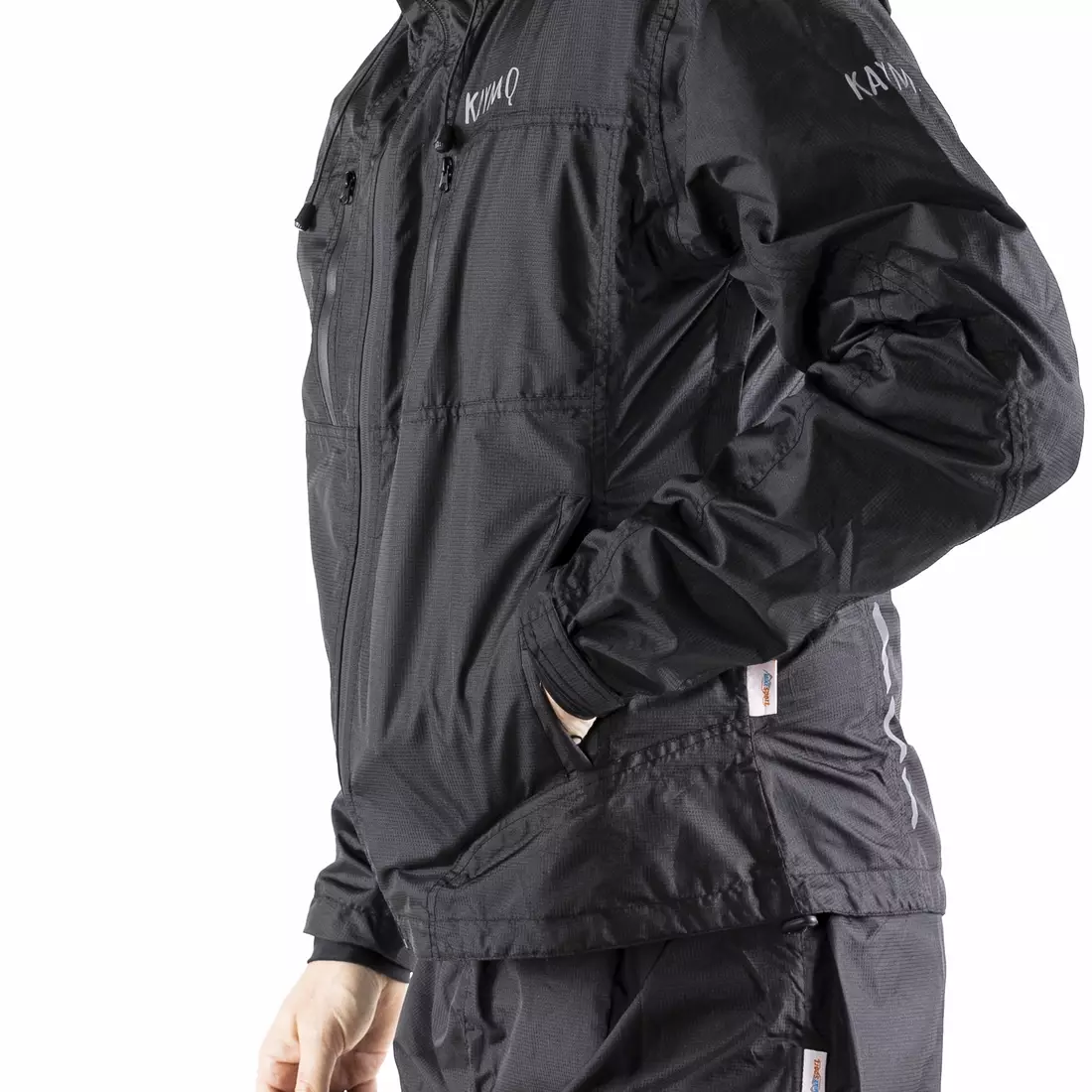 KAYMAQ J2MH jachetă de ciclism de ploaie pentru bărbați cu gluga, negru