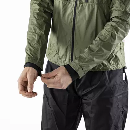 KAYMAQ J2MH jachetă de ciclism de ploaie pentru bărbați cu gluga, măsline