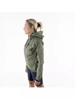 KAYMAQ J2WH jachetă de ciclism de ploaie pentru femei cu gluga, măsline