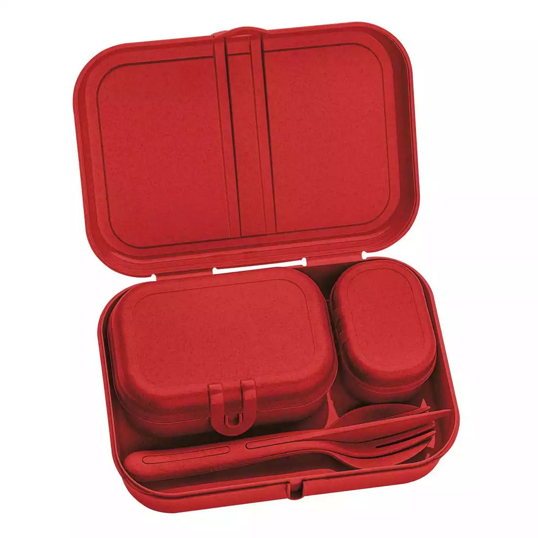 Koziol Pascal ready organic set lunchbox + tacâmuri, roșu