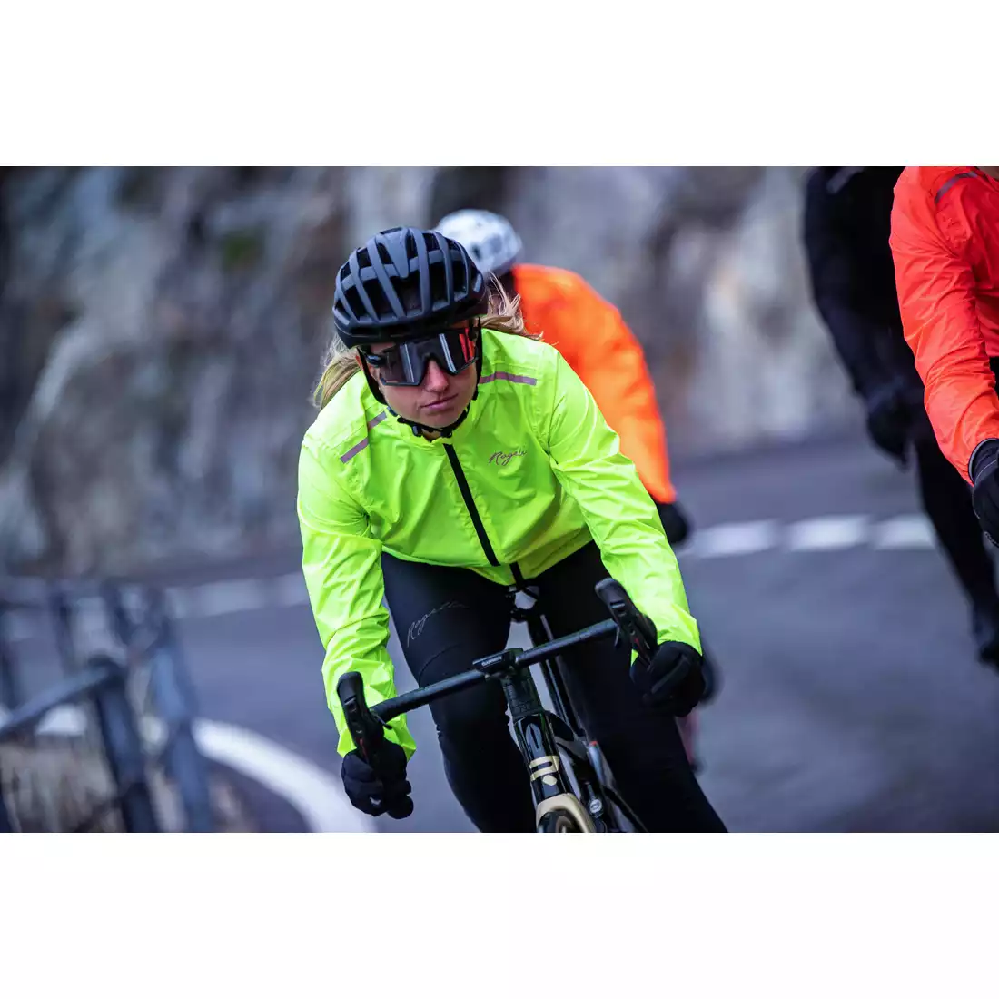 ROGELLI CORE geacă de ploaie pentru bicicletă pentru femei fluor galben