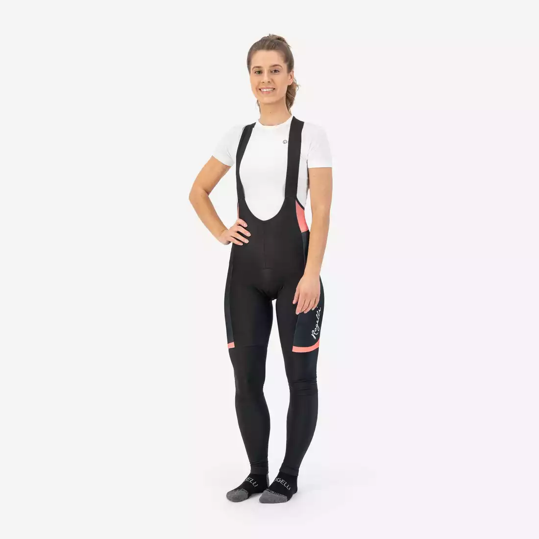 ROGELLI SELECT II pantaloni de iarna pentru ciclism dama cu bretele, coral