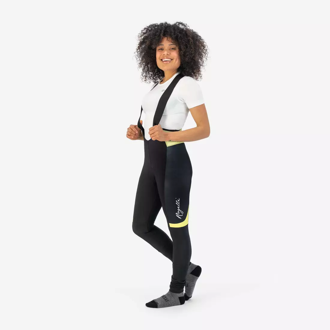 ROGELLI SELECT II pantaloni de iarna pentru ciclism dama cu bretele, galbeni