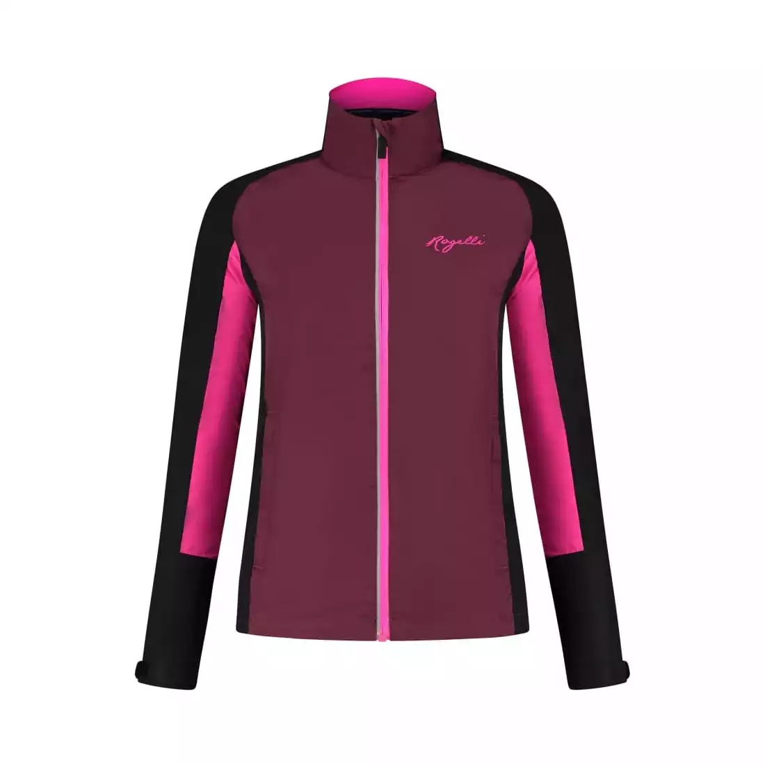 Rogelli ENJOY II jachetă de damă, jachetă de vânt pentru alergare, visiniu-negru-roz